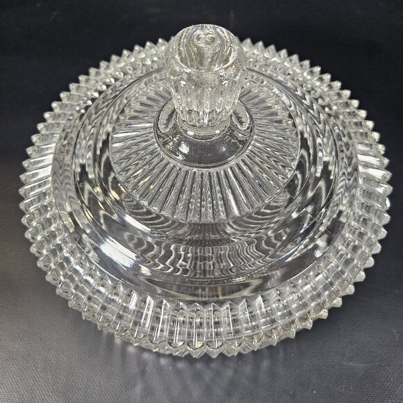 Anchor Hocking Pressed Glass Clear Queen Mary Ribbed Round Candy Dish. Vintage - Picture 1 of 12